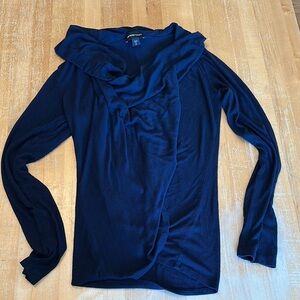 Fifteen Twenty Navy Ribbed Knit Wrap Top